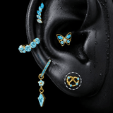 Titanium Blue CZ Romantic Statement Piercing Jewelry | 1PC - AKAK BODYJEWELRY-ear-tunnel