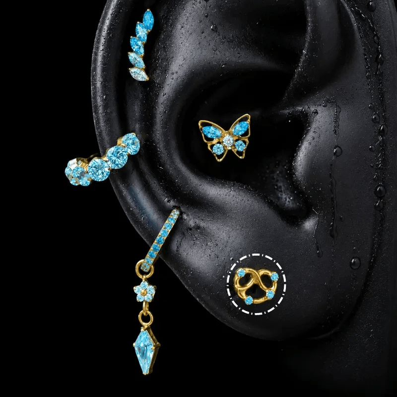 Titanium Blue CZ Romantic Statement Piercing Jewelry | 1PC - AKAK BODYJEWELRY-ear-tunnel