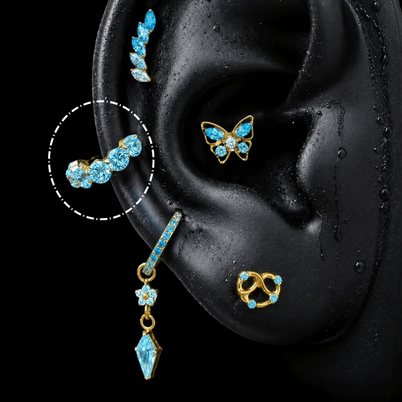 Titanium Blue CZ Romantic Statement Piercing Jewelry | 1PC - AKAK BODYJEWELRY-ear-tunnel