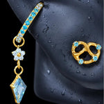 Titanium Blue CZ Romantic Statement Piercing Jewelry | 1PC - AKAK BODYJEWELRY-ear-tunnel