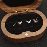 Titanium Butterfly Marquise CZ Piercing Stud – White & Pink | 1pc | Ear Nose Body Jewelry - AKAK BODYJEWELRY-ear-tunnel