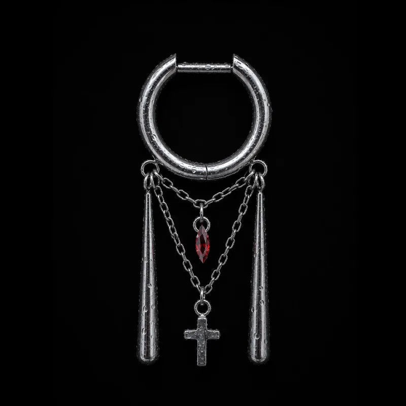 Titanium CZ Redemption Cross Chain Piercing Jewelry | 1PC Sold Individually - AKAK BODYJEWELRY-ear-tunnel