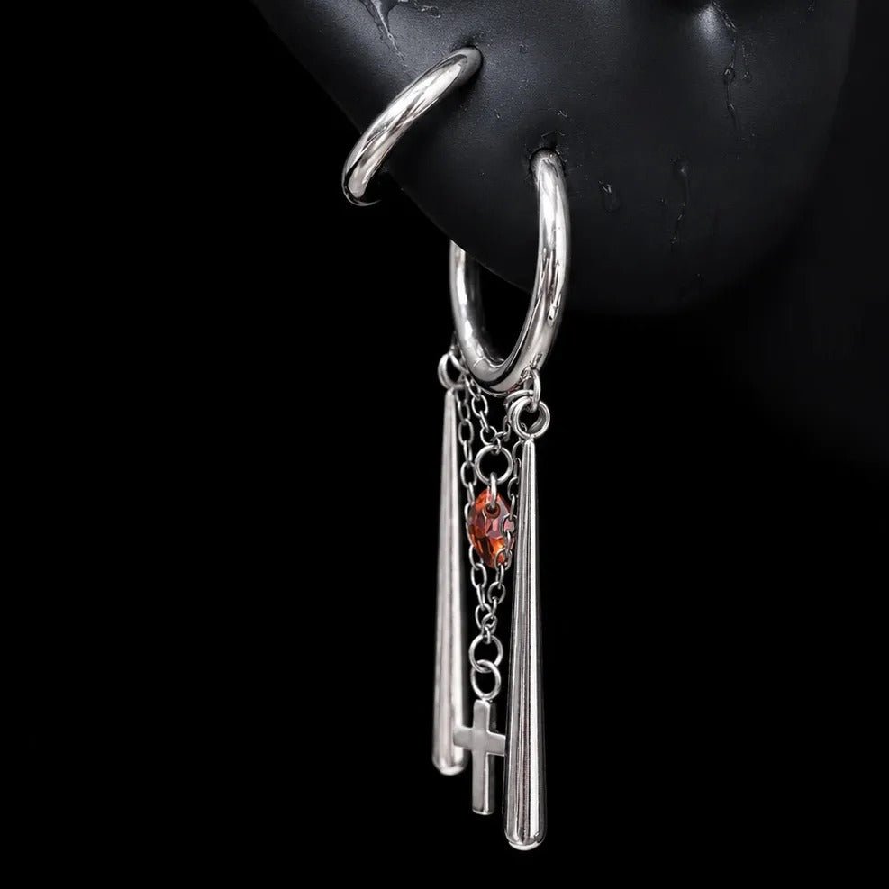Titanium CZ Redemption Cross Chain Piercing Jewelry | 1PC Sold Individually - AKAK BODYJEWELRY-ear-tunnel