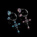 Titanium CZ Rose Cross Dangle Piercing Jewelry | 1PC - AKAK BODYJEWELRY-ear-tunnel