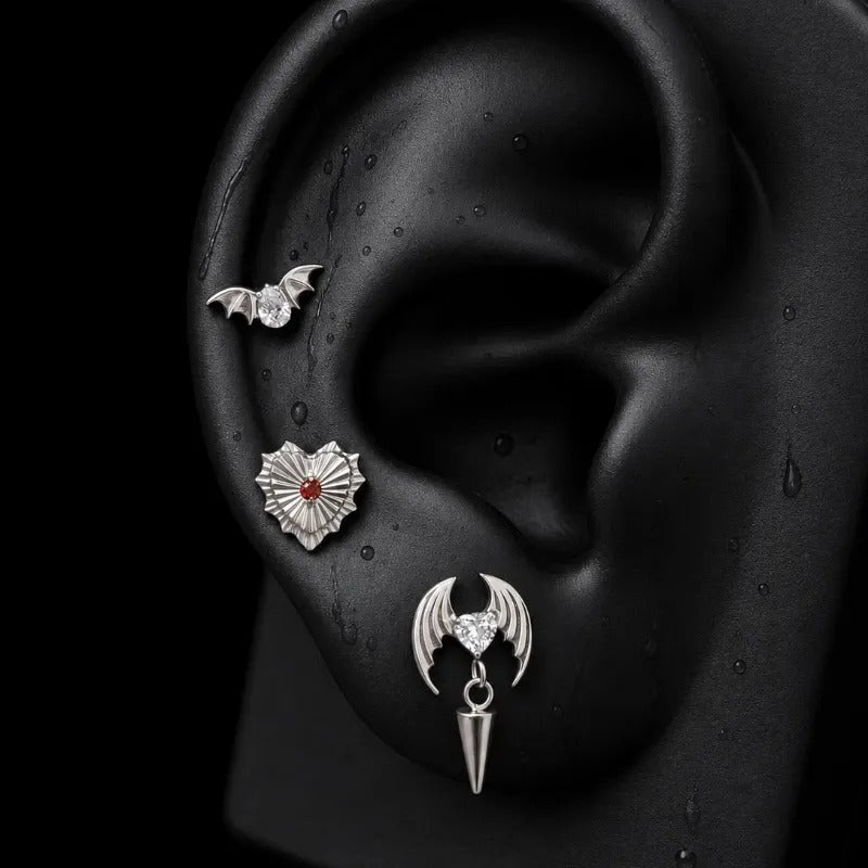 Titanium Gothic Cubic Zirconia Piercing Jewelry | 1PC - AKAK BODYJEWELRY-ear-tunnel