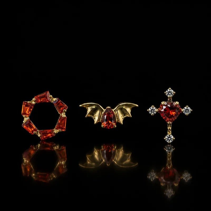 Titanium Gothic Red Cubic Zirconia Piercing Jewelry | 1PC - AKAK BODYJEWELRY-ear-tunnel