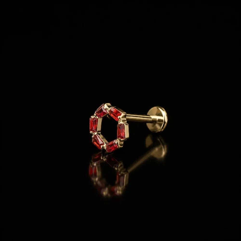 Titanium Gothic Red Cubic Zirconia Piercing Jewelry | 1PC - AKAK BODYJEWELRY-ear-tunnel