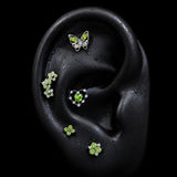 Titanium Green CZ Garden-Inspired Piercing Jewelry | 1PC Sold Individually - AKAK BODYJEWELRY-ear-tunnel