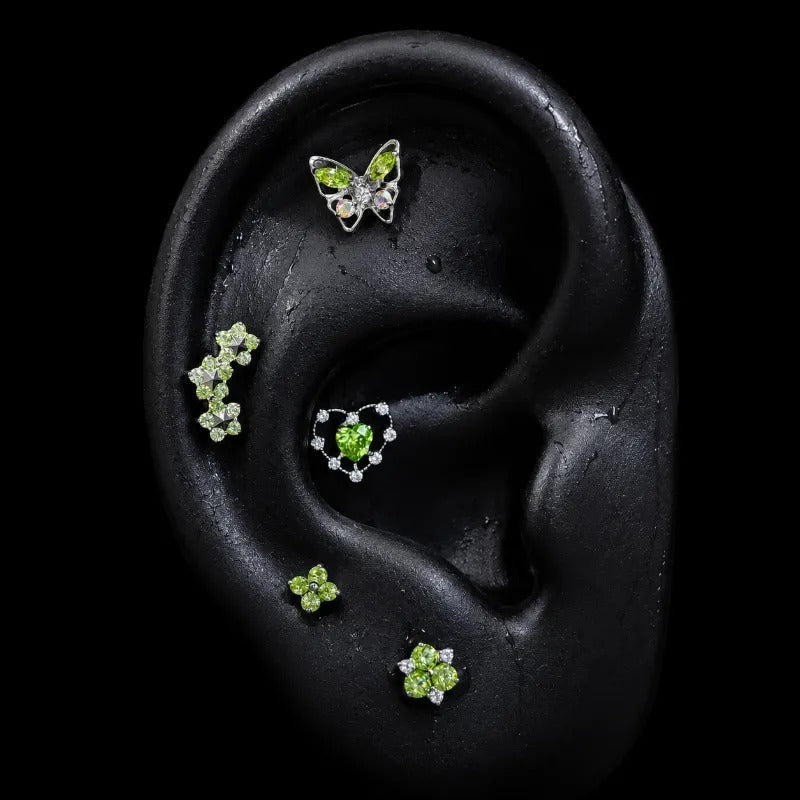 Titanium Green CZ Garden-Inspired Piercing Jewelry | 1PC Sold Individually - AKAK BODYJEWELRY-ear-tunnel