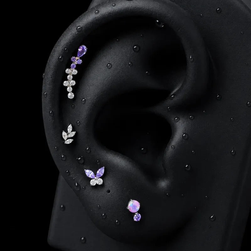 Titanium Lavender CZ Nature-Inspired Piercing Jewelry | 1PC - AKAK BODYJEWELRY-ear-tunnel