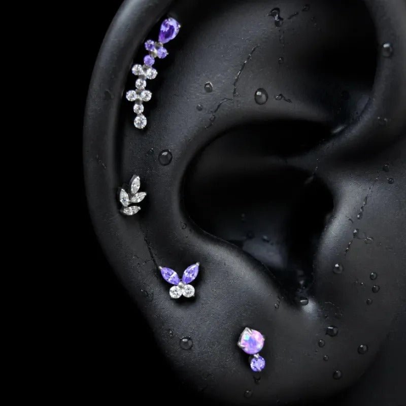 Titanium Lavender CZ Nature-Inspired Piercing Jewelry | 1PC - AKAK BODYJEWELRY-ear-tunnel