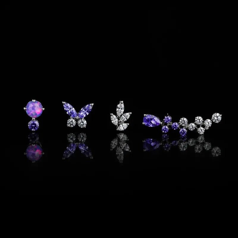 Titanium Lavender CZ Nature-Inspired Piercing Jewelry | 1PC - AKAK BODYJEWELRY-ear-tunnel