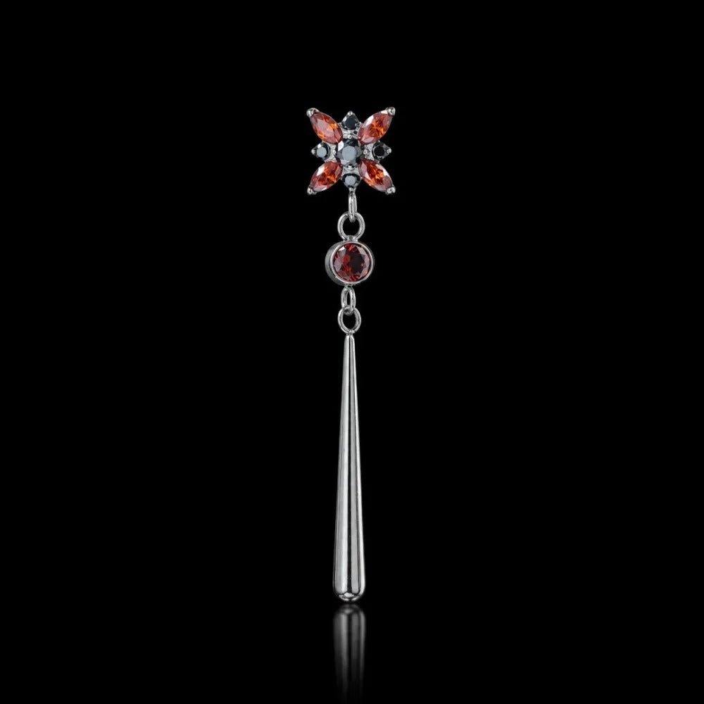 Titanium Red CZ Gothic Dark Piercing Jewelry | 1PC - AKAK BODYJEWELRY-ear-tunnel