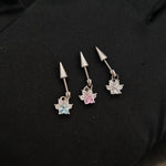 Titanium Spike Cat Paw CZ Dangle Piercing Stud |1PC – Blue / White / Pink | Ear Nose Body Jewelry - AKAK BODYJEWELRY-ear-tunnel