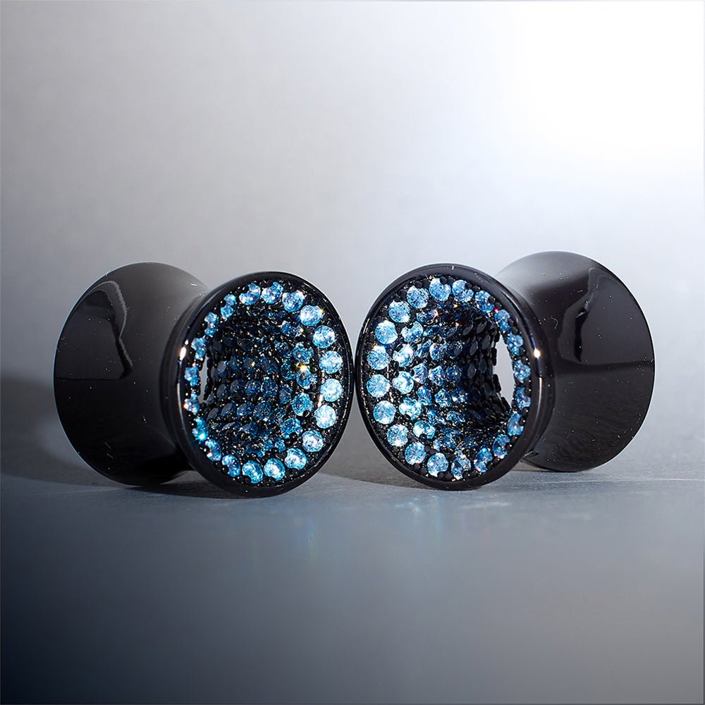 Tungsten Steel Blue Moissanite Tunnel(2pcs) - AKAK BODYJEWELRY - ear - tunnel