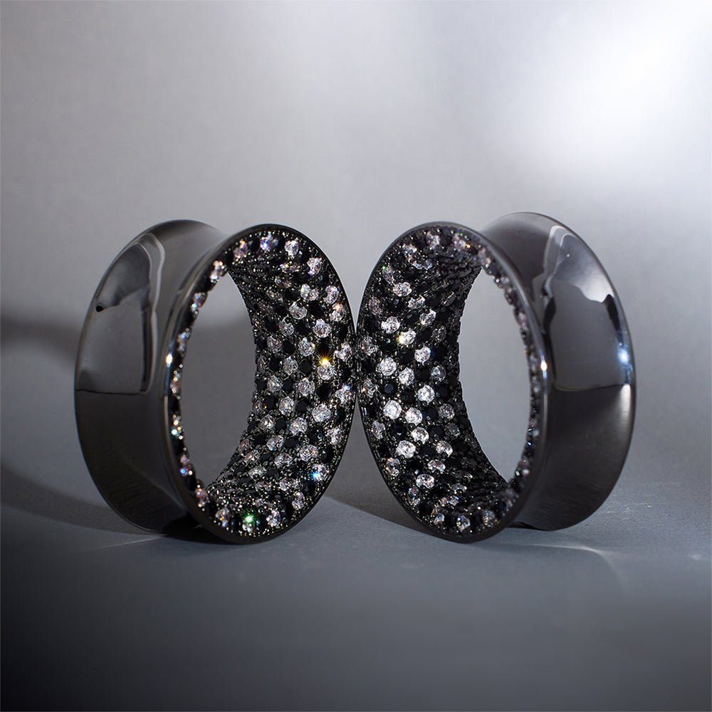 Tungsten Steel Moissanite Checkerboard Tunnel(2pcs) - AKAK BODYJEWELRY - ear - tunnel