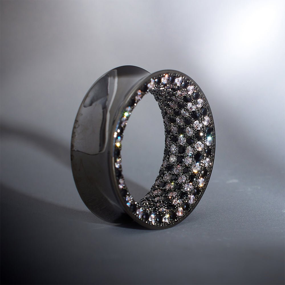 Tungsten Steel Moissanite Checkerboard Tunnel(2pcs) - AKAK BODYJEWELRY - ear - tunnel