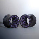 Tungsten Steel Moissanite Purple Black Tunnel(2pcs) - AKAK BODYJEWELRY - ear - tunnel