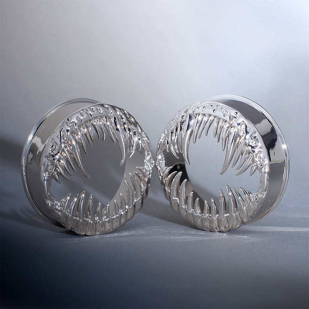 Tungsten Steel Venomous Maw Ear Gauge Tunnel（2Pcs） - AKAK BODYJEWELRY - ear - tunnel