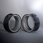 Tungsten Steel White Zircon Stars Shining Ear Gauge Tunnel(2pcs) - AKAK BODYJEWELRY - ear - tunnel