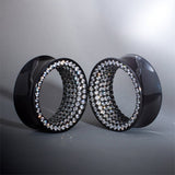 Tungsten Steel White Zircon Stars Shining Ear Gauge Tunnel(2pcs) - AKAK BODYJEWELRY - ear - tunnel