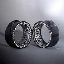 Tungsten Steel White Zircon Stars Shining Ear Gauge Tunnel(2pcs) - AKAK BODYJEWELRY - ear - tunnel