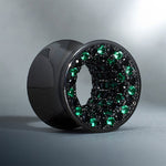 Tungsten Steel Zircon Black Green Tunnel(2pcs) - AKAK BODYJEWELRY - ear - tunnel