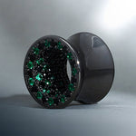 Tungsten Steel Zircon Black Green Tunnel(2pcs) - AKAK BODYJEWELRY - ear - tunnel