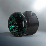 Tungsten Steel Zircon Black Green Tunnel(2pcs) - AKAK BODYJEWELRY - ear - tunnel