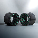 Tungsten Steel Zircon Black Green Tunnel(2pcs) - AKAK BODYJEWELRY - ear - tunnel