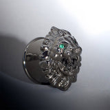 Tungsten Steel Zircon Emerald Roar Plugs(2Pcs) - AKAK BODYJEWELRY - ear - tunnel