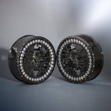 Tungsten Steel Zircon Hell's Timekeeper Skull Ear Gauge Plugs(2Pcs) - AKAK BODYJEWELRY - ear - tunnel
