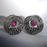 Tungsten Steel Zircon Infernal Vision Eye Ear Gauge Tunnel(2Pcs) - AKAK BODYJEWELRY - ear - tunnel