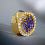 Violet Crown S925 Silver Moissanite Ear Gauge Tunnel (2Pcs) - AKAK BODYJEWELRY - ear - tunnel
