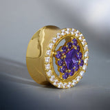 Violet Crown S925 Silver Moissanite Ear Gauge Tunnel (2Pcs) - AKAK BODYJEWELRY - ear - tunnel