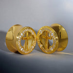 Window of Holy Light Zircon 14K Ear Gauge Tunnel (2Pcs) - AKAK BODYJEWELRY - ear - tunnel