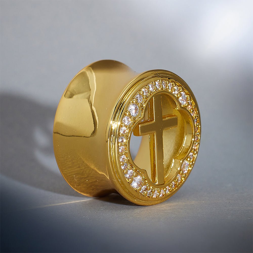 Window of Holy Light Zircon S925 Silver Ear Gauge Tunnel (2Pcs) - AKAK BODYJEWELRY - ear - tunnel