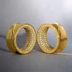 Yellow Moissanite 8K Stars Shining Tunnel (2Pcs) - AKAK BODYJEWELRY - ear - tunnel