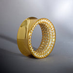 Yellow Moissanite 8K Stars Shining Tunnel (2Pcs) - AKAK BODYJEWELRY - ear - tunnel