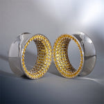 Yellow Zircon 14K White Gold Stars Shining Tunnel(2Pcs) - AKAK BODYJEWELRY - ear - tunnel