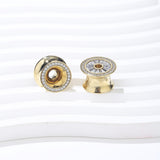 AKAK S925 Plated Pure Shining Zircon Ear Gauge Tunnel ( 2Pcs )